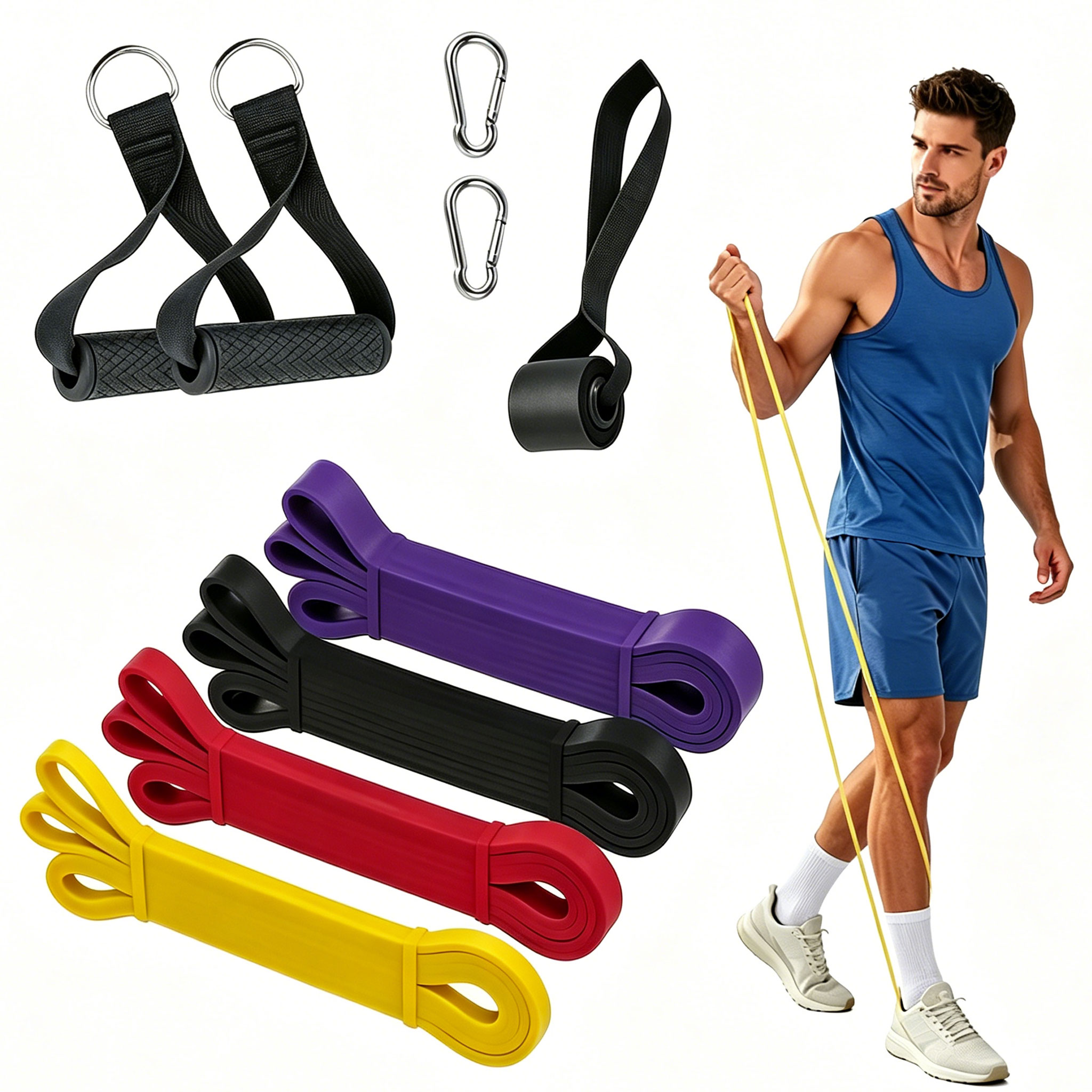 Pull Up Assist Band - ชุดสายยางยืดสำหรับออกกำลังกายสำหรับผู้ชาย, เชือกยางยืดช่วยดึงข้อศอกสำหรับบาร์แนวนอน, อุปกรณ์ฝึกความแข็งแรงของกล้ามเนื้อและปรับรูปร่างทั่วร่างกายสำหรับใช้ในบ้าน