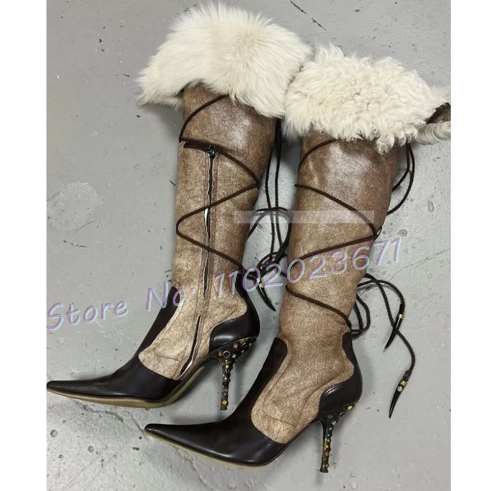 Pointy Fur Wrap รองเท้าบูทสูงใ - Crossfit Ladies บทวิจารณ์และราคา