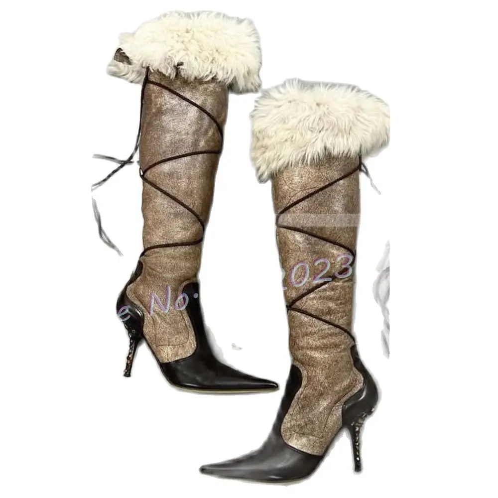 Pointy Fur Wrap รองเท้าบูทสูงใ - Crossfit Ladies บทวิจารณ์และราคา