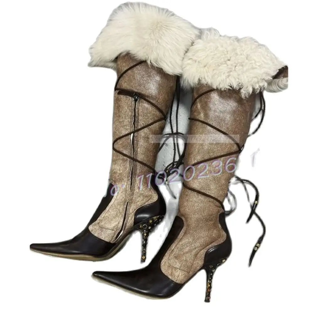 Pointy Fur Wrap รองเท้าบูทสูงใ - Crossfit Ladies บทวิจารณ์และราคา